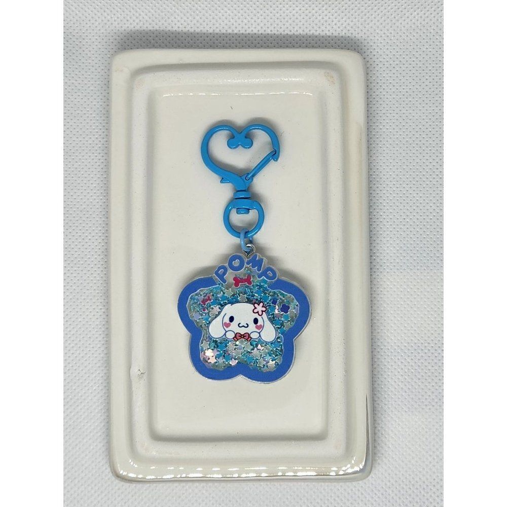 New! Cinnamoroll Quicksand Glitter Bag Clip Key Ring Bag Charm w/Painted Clip